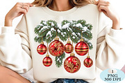 Snowy Pine Garland Red Ornaments PNG, a Seasonal Illustration by Daily.Designs (Thumbnail 2 of 5)
