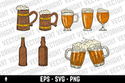 Vintage-style beer mugs, a Food Illustration by Vectorhight (Thumbnail 3 of 3)