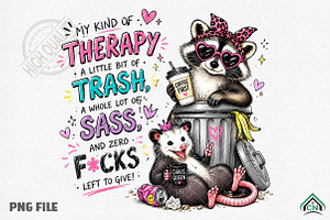 Sassy Raccoon Therapy Trash PNG, a Seasonal Illustration by Craft Nest