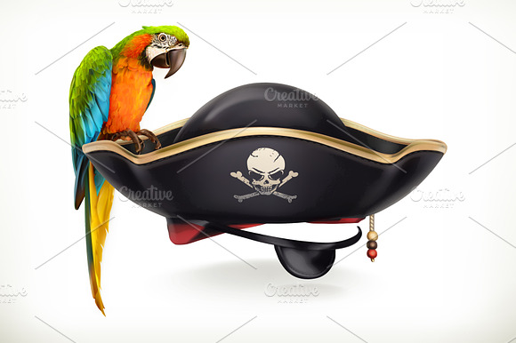 Pirate Hat Parrot Vector Game Icon
