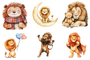 Adorable Lion Clipart Bundle, an Illustration by Pixels.Craft (Thumbnail 4 of 7)