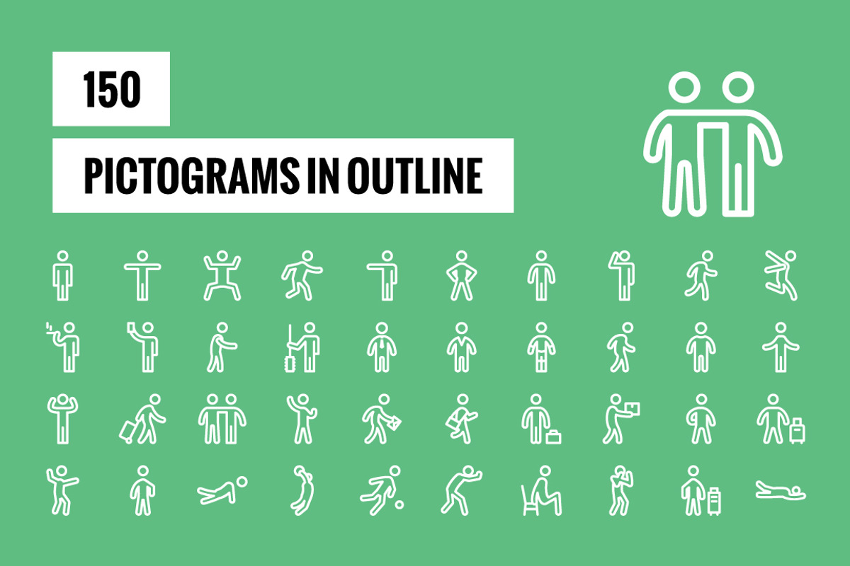 150 Pictograms in Outline, an Outline Icon by Creative Stall