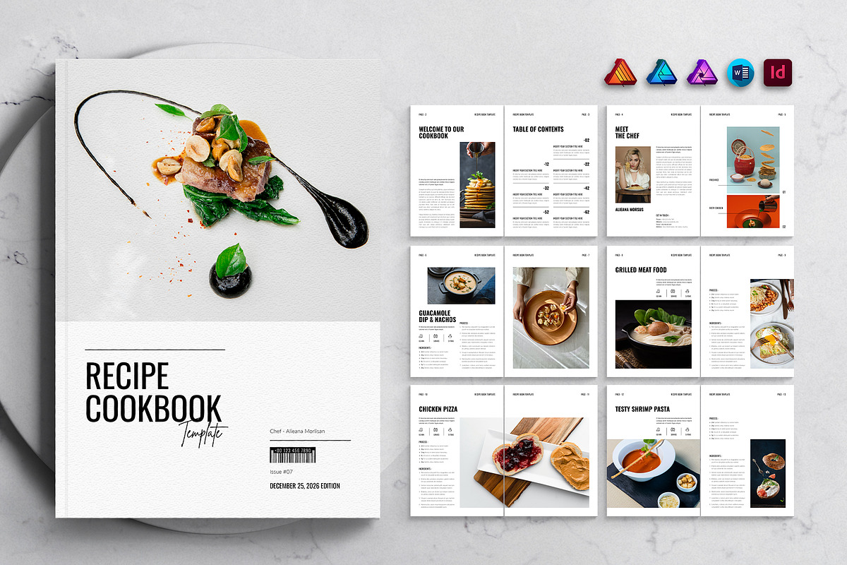 Recipe Cookbook Template, a Magazine Template by DesignCrest (Photo 1 of 17)
