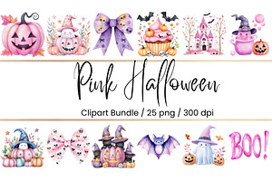 Pink Halloween Clipart Bundle, an Illustration by Mashimara