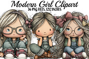 Modern Girl Clipart, an Illustration by DreamArtGraphic (Thumbnail 1 of 5)