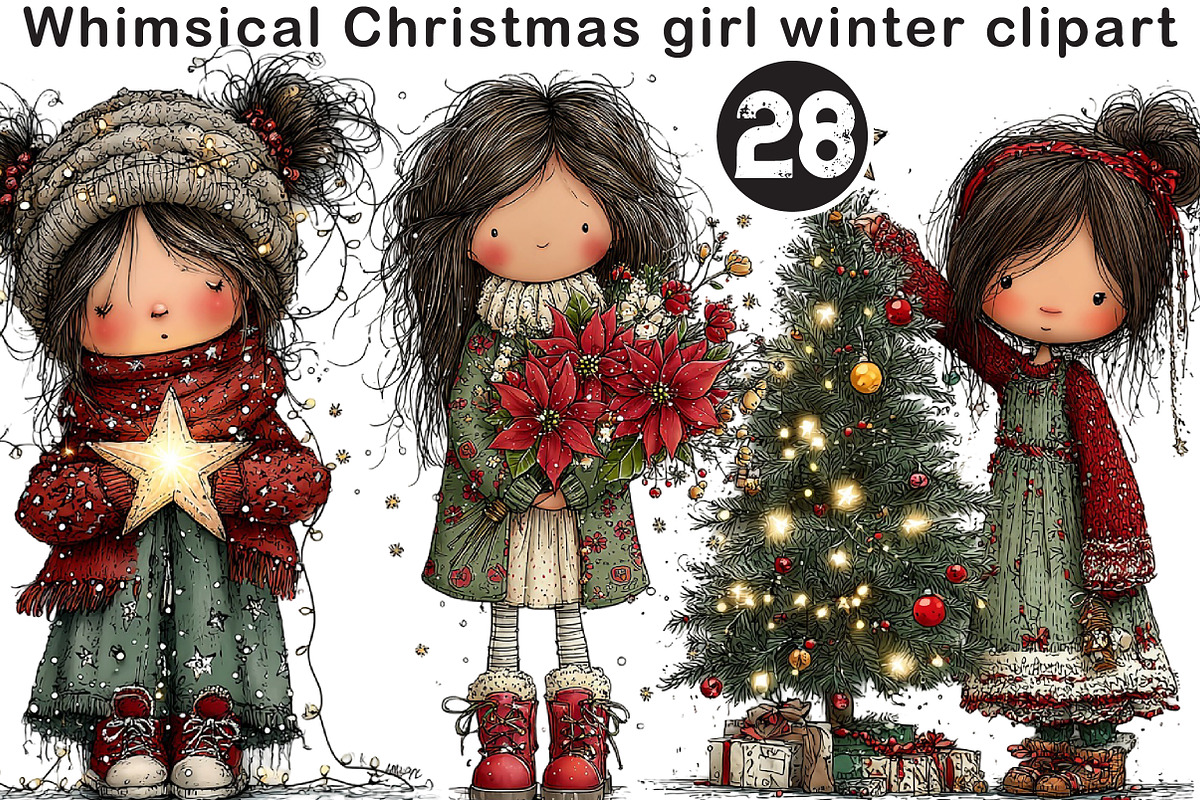 Whimsical Christmas Girl Winter, a Seasonal Illustration by Black Bird Studio (Photo 1 of 7)