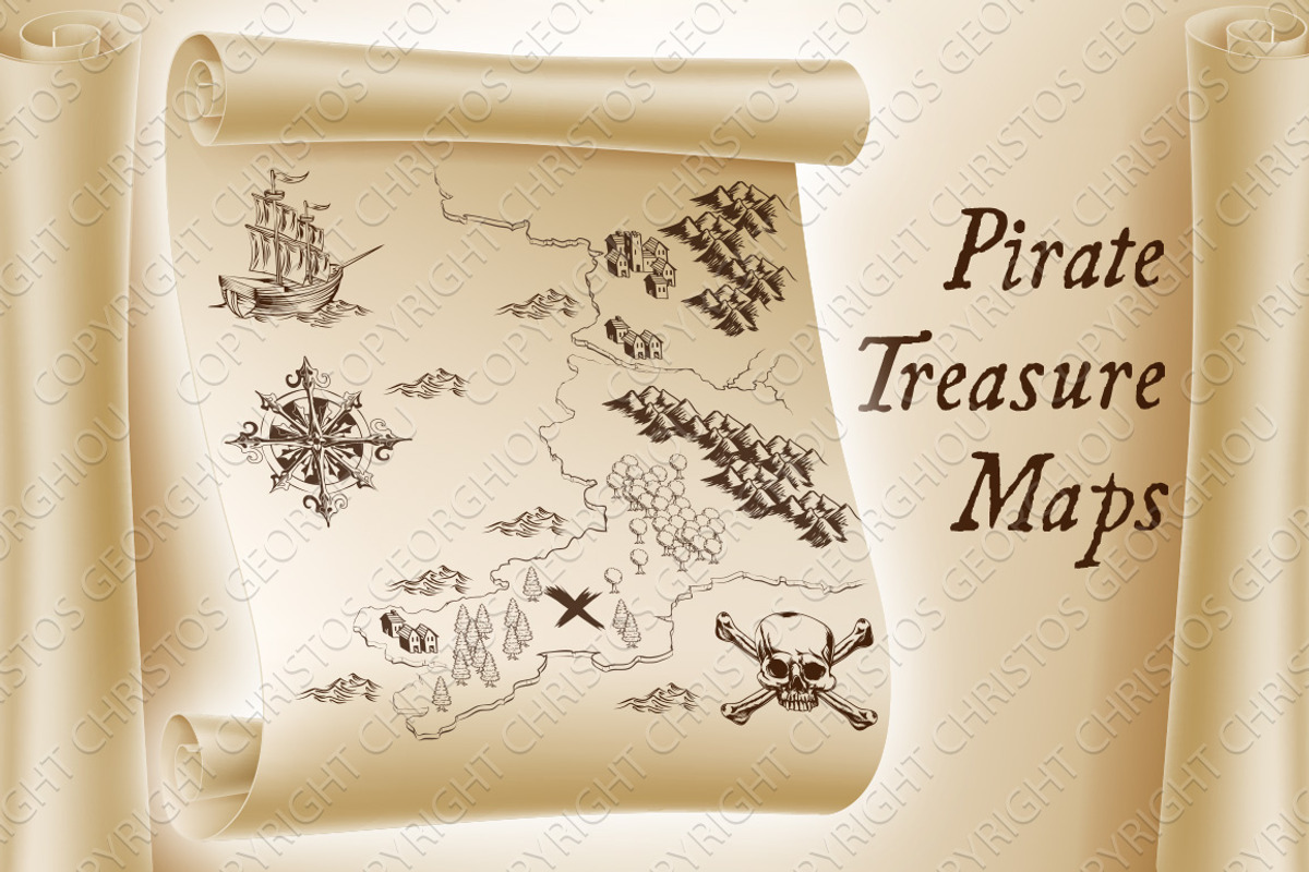 Pirate Treasure Maps and Map Kit, an Illustration by Christos Georghiou