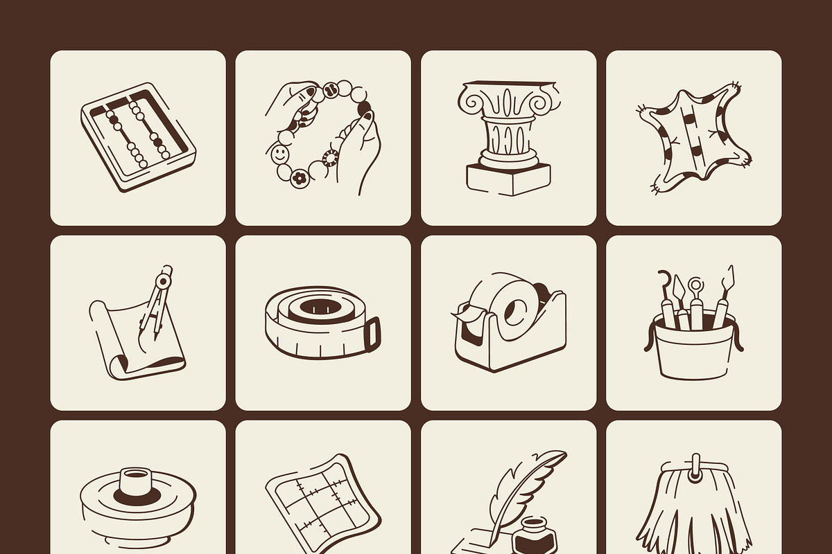 Crafting and DIY Doodle Icon set, an Outline Icon by Vectors Market (Photo 8 of 8)
