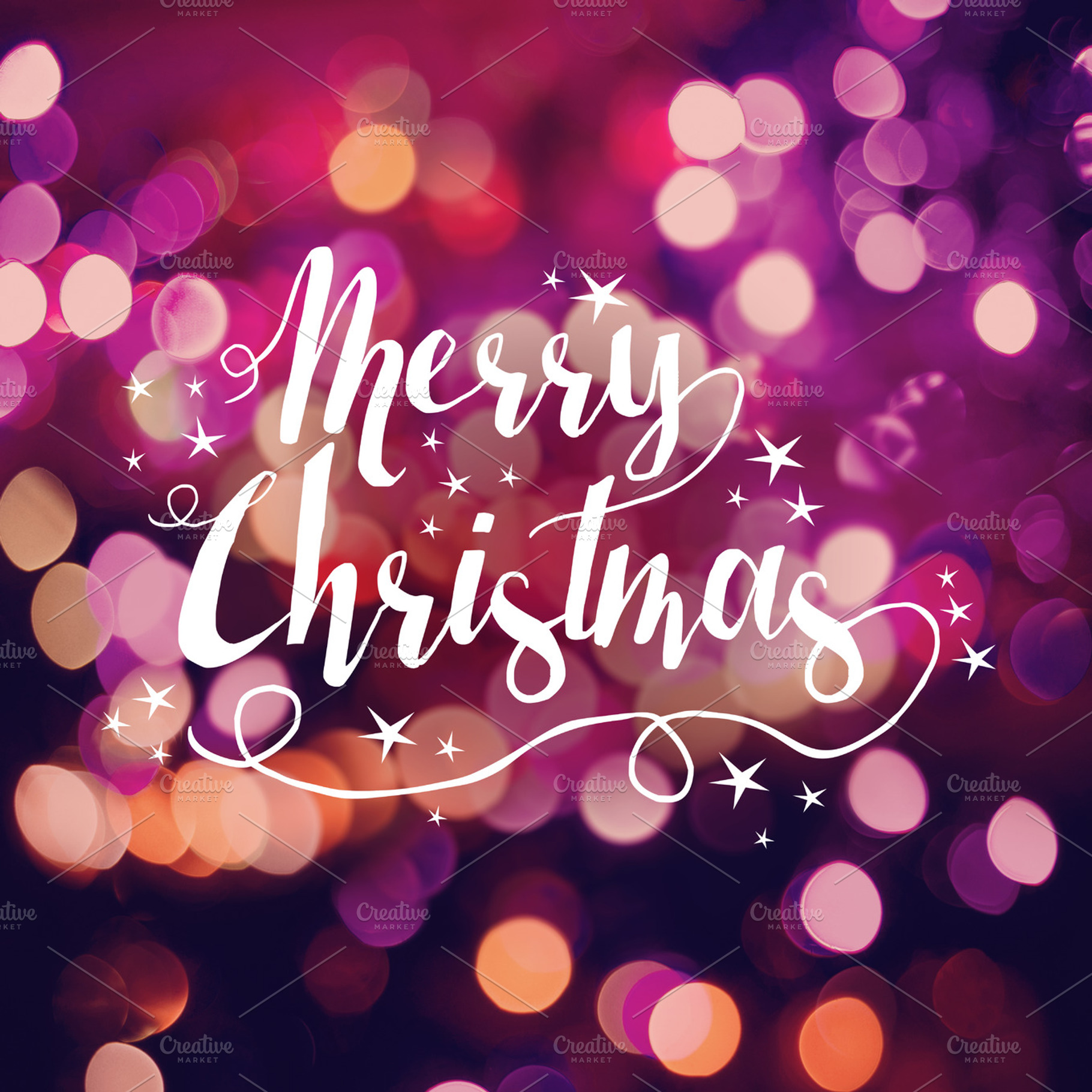 Merry Christmas bokeh text card, a Holiday Photo by Cienpies Design