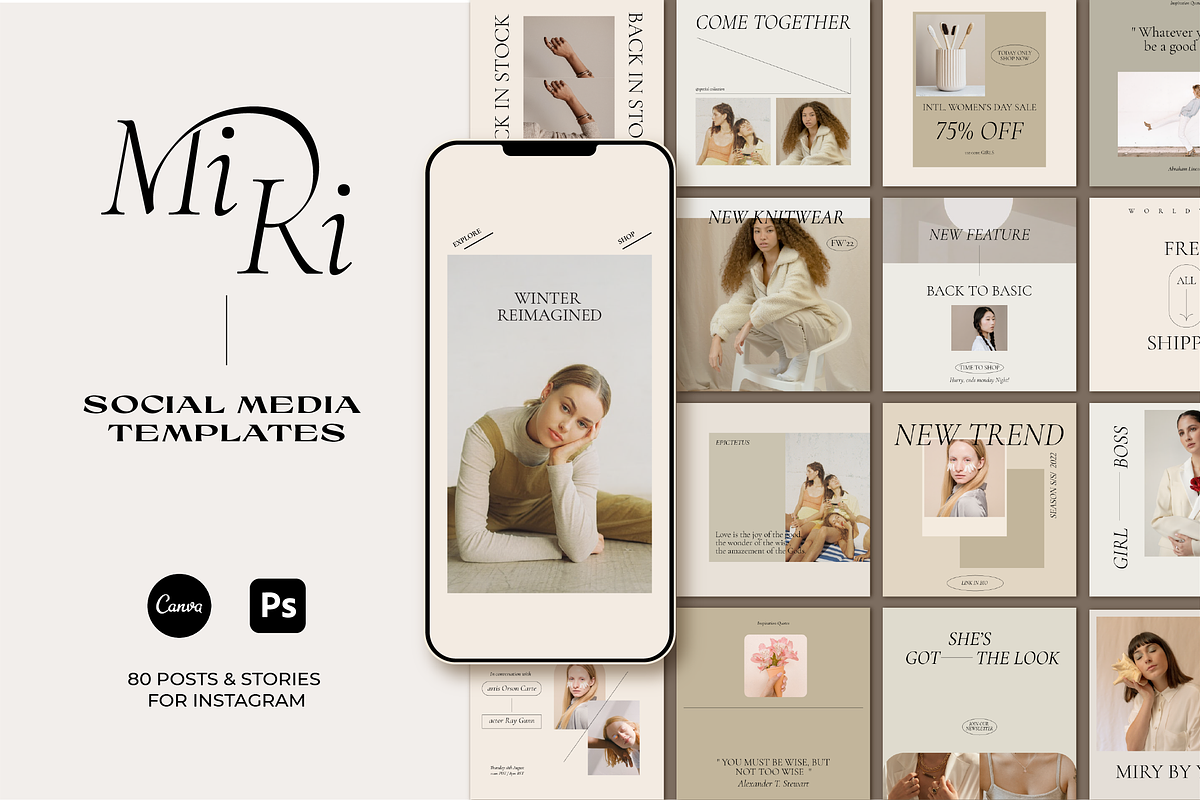Miri Social Media Pack Canva PS, a Social Media Template by Kimo Studio (Photo 1 of 12)