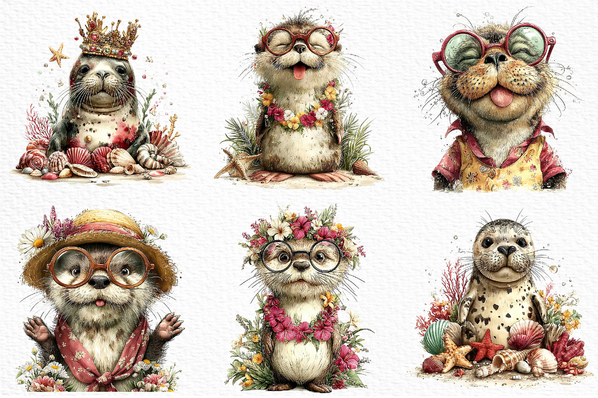 Summer Seal Clipart PNG, an Illustration by Craft Nest (Photo 5 of 11)