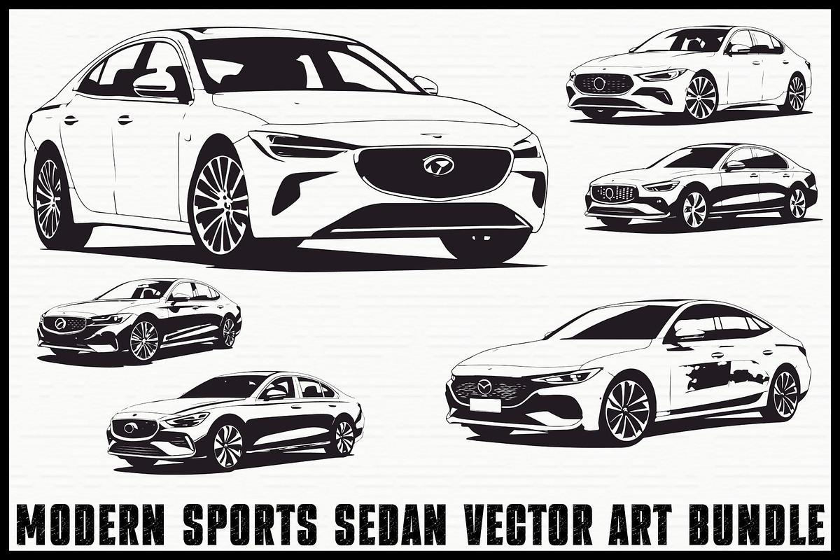 Modern Sports Sedan Vector Set, an Illustration by Gfx_Store (Photo 1 of 8)