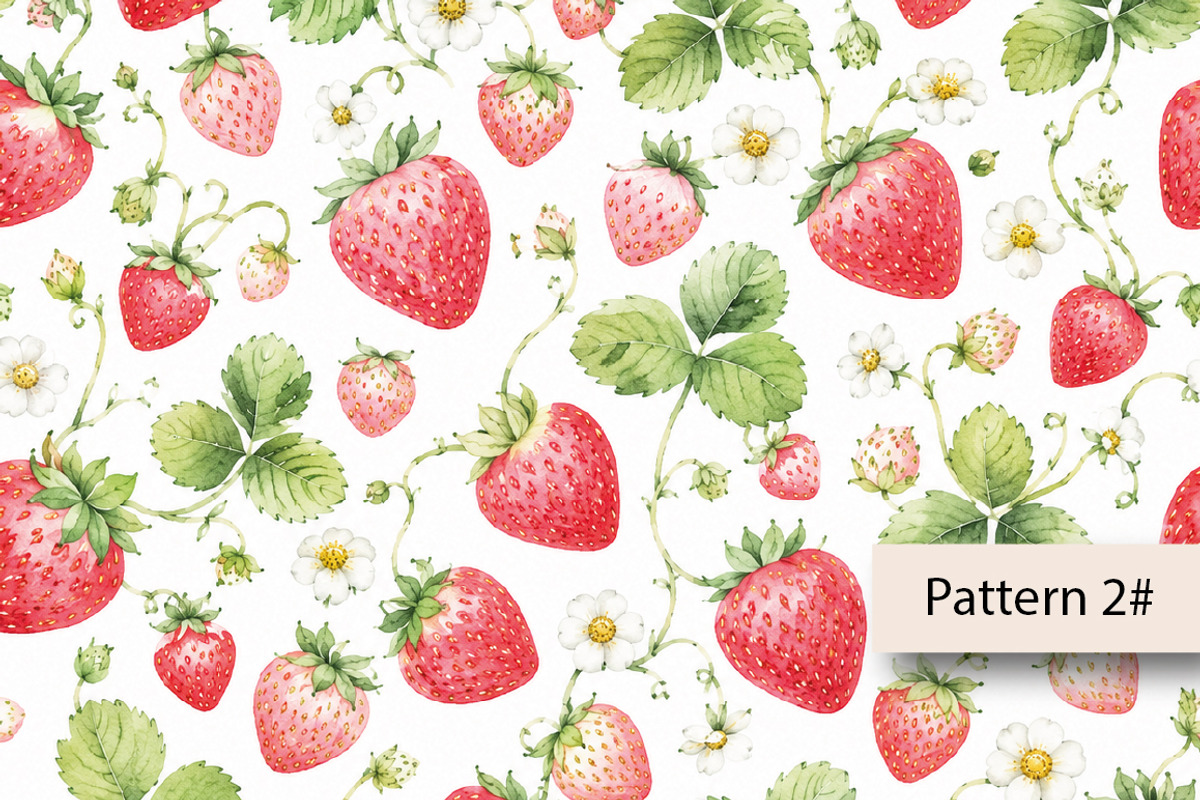Strawberry Seamless Pattern, a Pattern Graphic by Villa 11 Estudio (Photo 3 of 13)