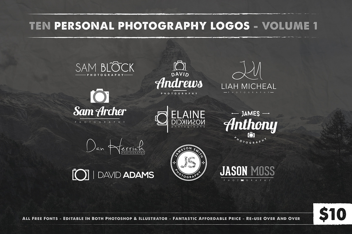 Photography Logos Vol 1, a Branding & Logo Template by Jack Gosbell (Photo 1 of 5)