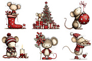 Whimsical Christmas Mouse Clipart, an Illustration by Craft Nest (Thumbnail 6 of 10)