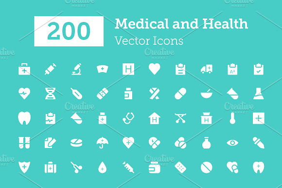 200 Medical And Health Vector Icons