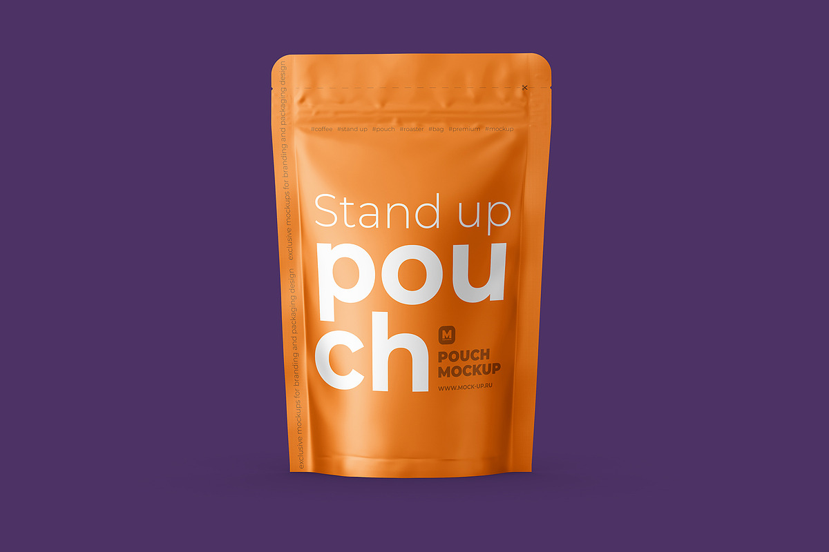 Stand Up Pouch Mockup Front view, a Cups & Container Mockup by easymock (Photo 5 of 12)