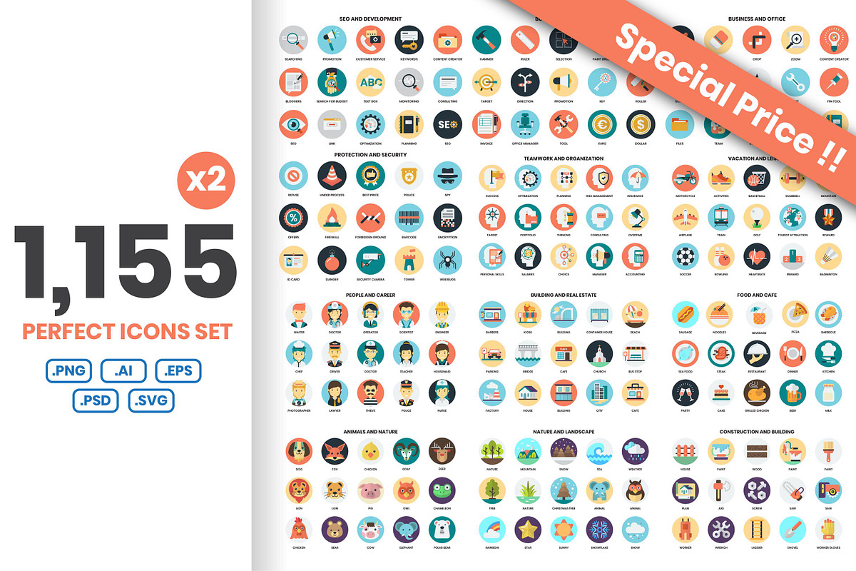 1155 PERFECT ICONS SET, an Outline Icon by Toonsteb (Photo 1 of 26)
