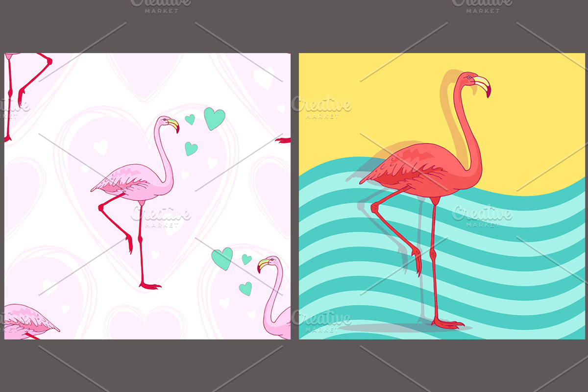 Flamingo bird set, an Animal Illustration by OKart.studio (Photo 4 of 6)