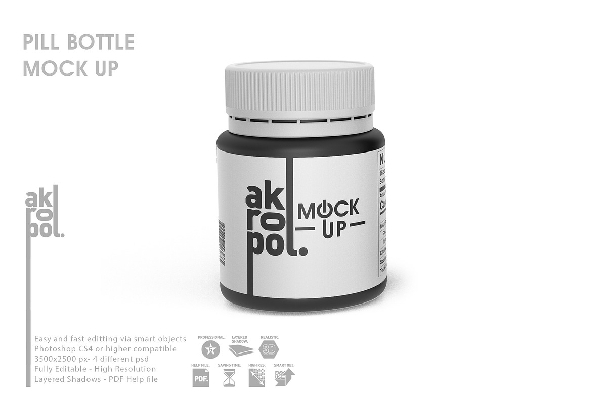Pills Bottle Mockup, a Packaging Mockup by akropol (Photo 3 of 10)