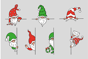 Gnomes peeking. Funny dwarves, an Illustration by Valerie Bodnar