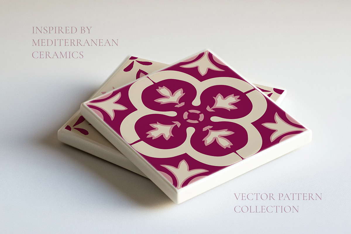 Mauve Tiles Vector Collection, a Decorative Illustration by Liliia Polos Illustration (Photo 2 of 8)