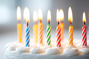 Close up of a white birthday cake, a Food & Drink Photo by MistyDay