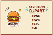 Cartoon Fast Food Stickers Clipart, a Food Illustration by Mad Max Shop (Thumbnail 3 of 3)