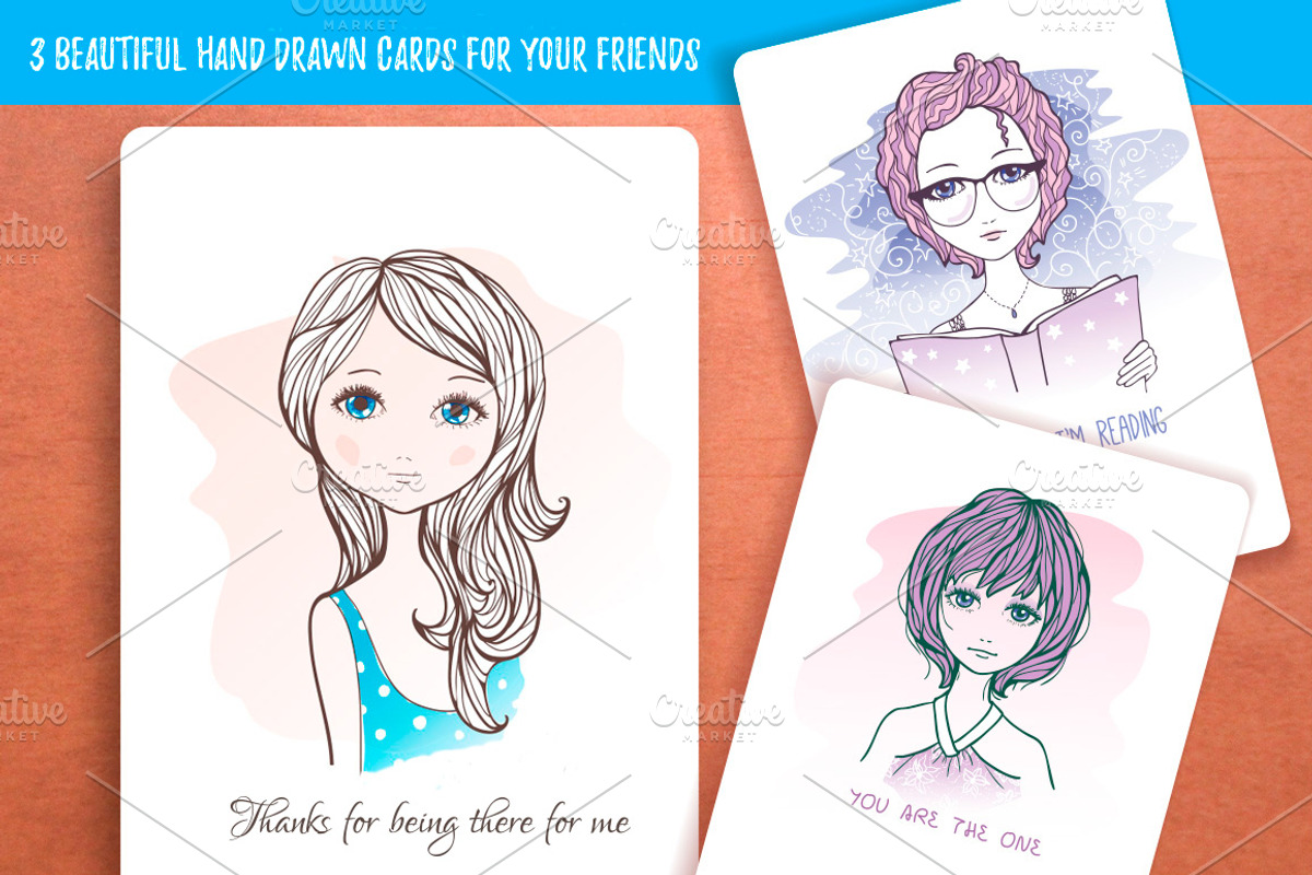 Hand Drawn Greetings Cards, a Person Illustration by Designifty (Photo 1 of 5)