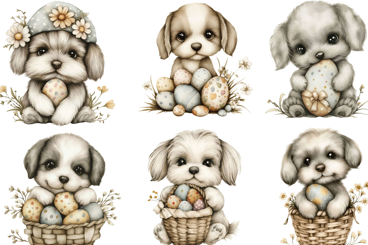 Whimsical Easter Dog Clipart, an Illustration by Designking (Photo 4 of 5)