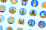 Flat Landmarks Icons, a Duotone Icon by Brickclay (Thumbnail 2 of 8)