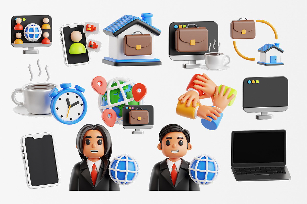 Remote Work 3D Icon Set, an Object 3D Model by Eklip Studio (Photo 2 of 3)