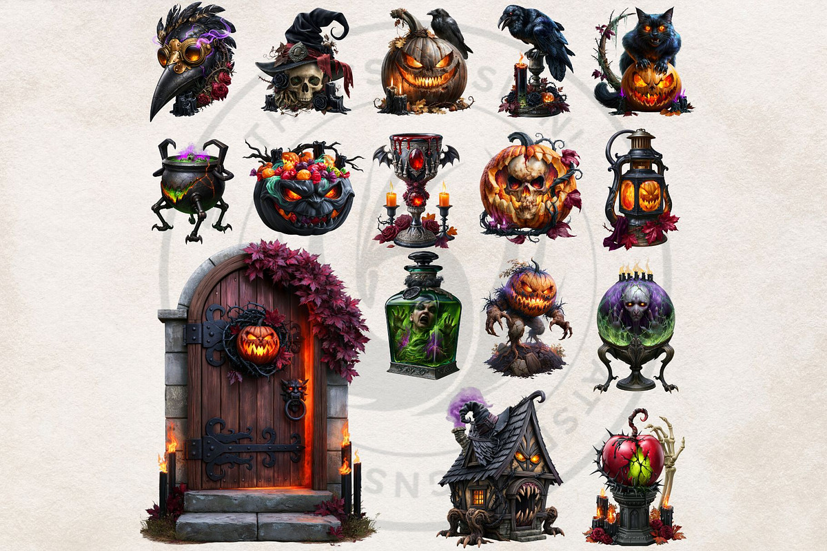 Halloween Nightmares Cliparts, a Seasonal Illustration by ThatsDesignArt (Photo 14 of 15)