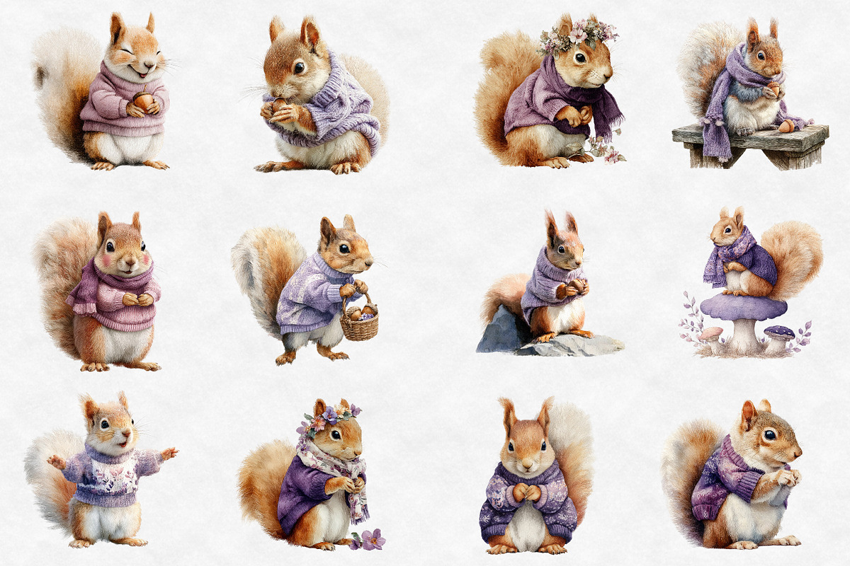 Watercolor Spring Squirrel Clipart, an Illustration by Designworld (Photo 5 of 6)