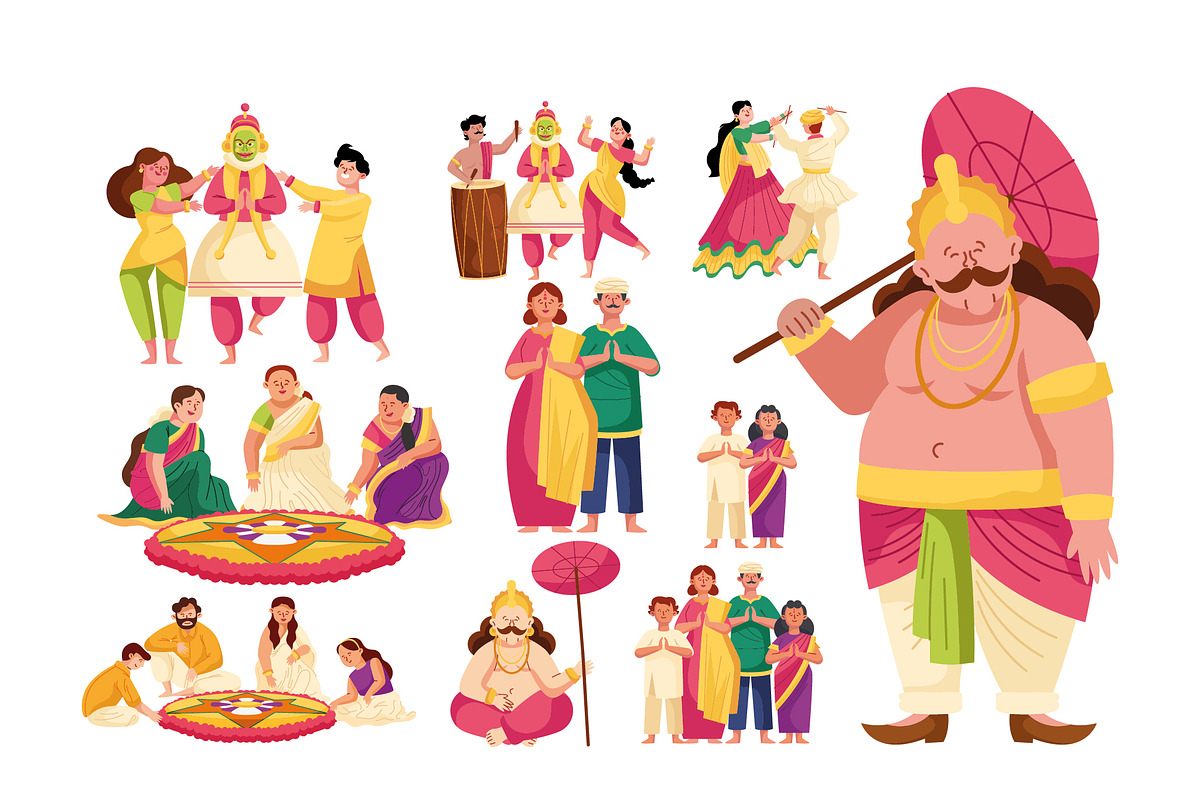 Onam Festival People Set