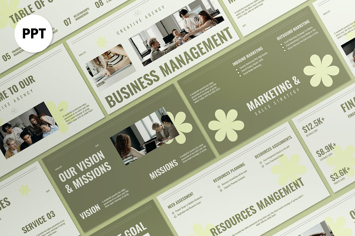 Cream Business Management PPT, a Presentation Template by graphicook (Photo 1 of 4)