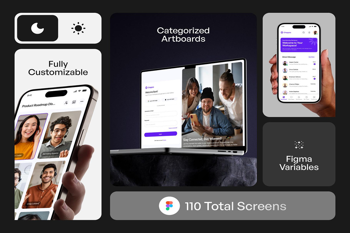 Chapps Chatting Office Dekstop App, an UI Kit Template by Creative Perspective (Photo 2 of 7)