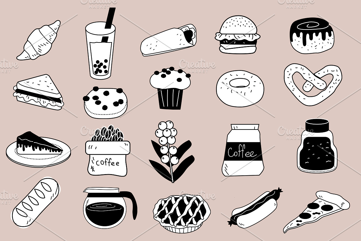 Café: Hand-Drawn People & Food, a Food Illustration by Schumacher Shop (Photo 6 of 14)