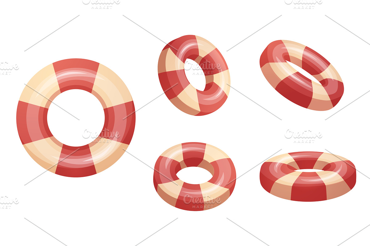 Cartoon lifebuoy. Swimming rubber, an Illustration by LadadikArt