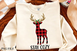 Stay Cozy Christmas Reindeer PNG Art
