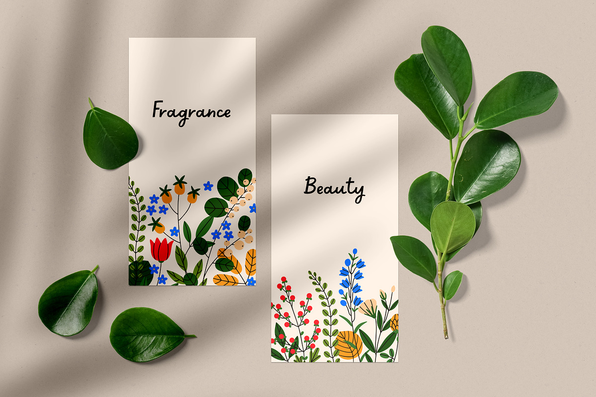 Flowers cards + border designs set, a Background Graphic by Good Studio
