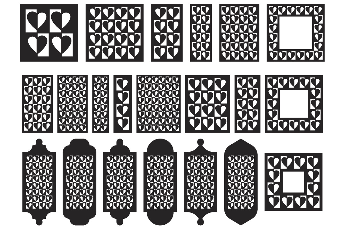 Heart Laser Cut Panels SVG, a Pattern Graphic by Guten Tag Vector (Photo 2 of 7)