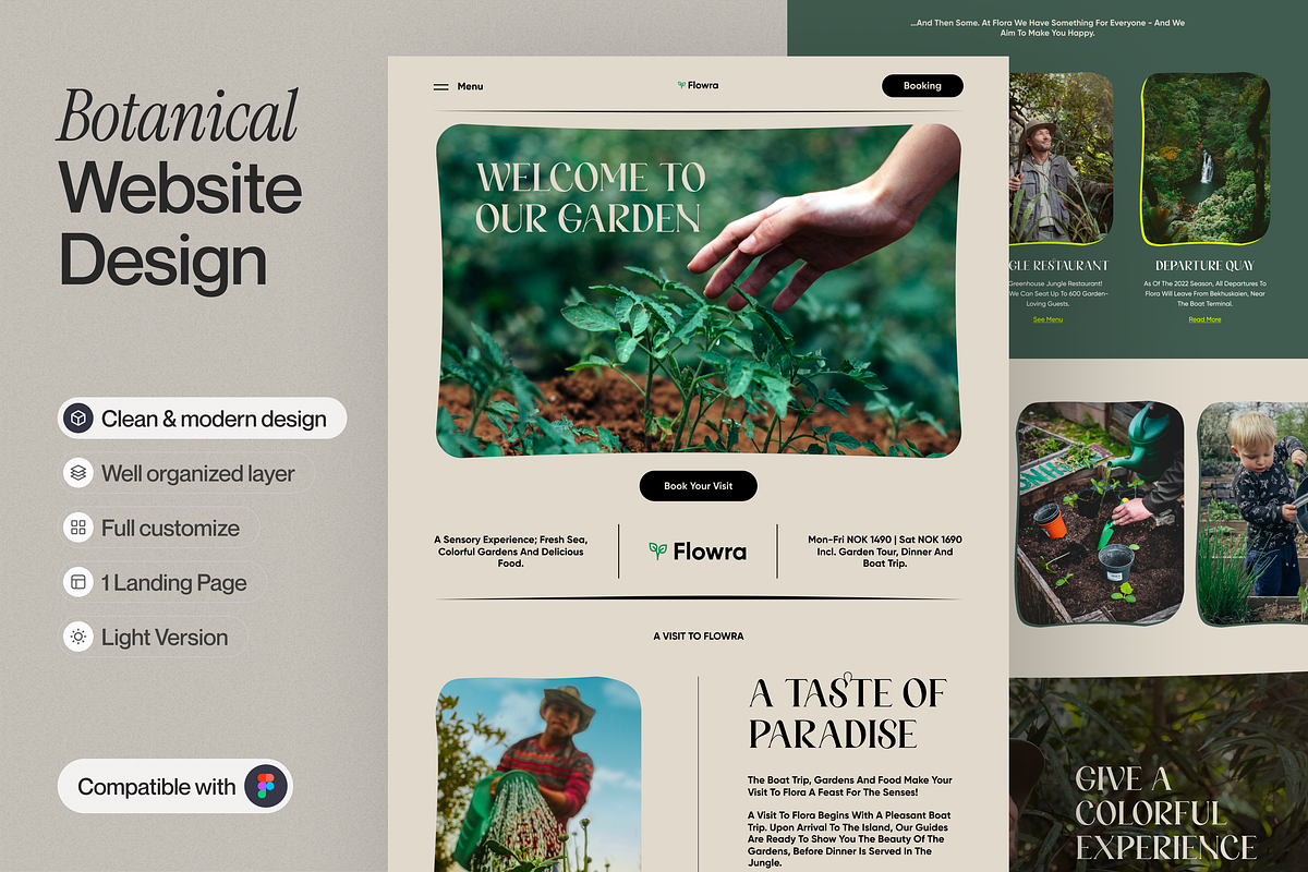 Flowra Botanical Landing Page, an UI Kit Template by sajon.co