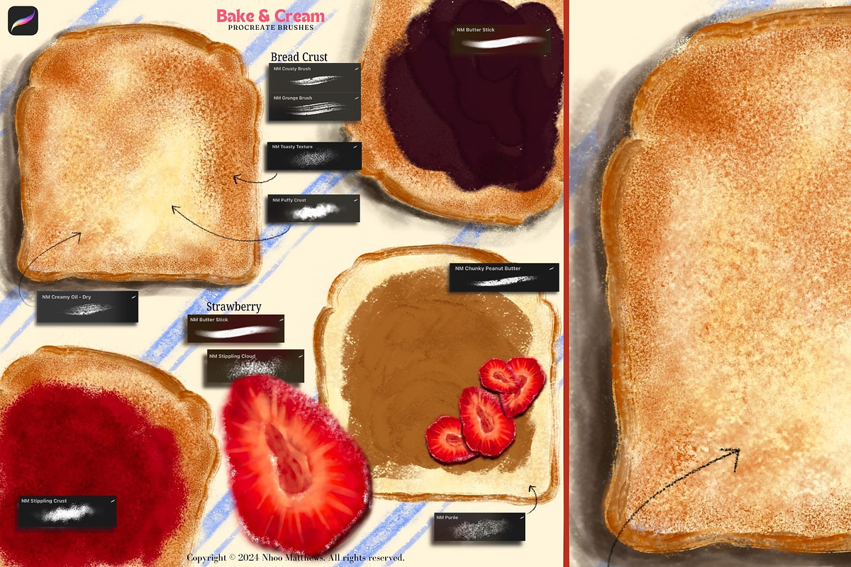 Procreate Food Brushes Bake & Cream, a Brush Add-On by Fashion Workshop Bkk (Photo 6 of 11)
