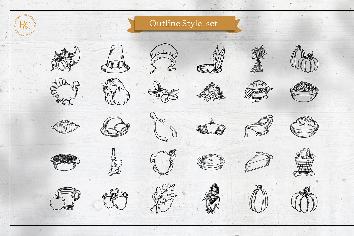 Hand Drawn Thanksgiving Images, a Seasonal Illustration by H&C Drawings & Designs (Photo 4 of 15)
