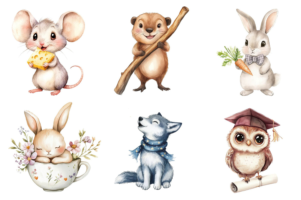 Woodland Animals Png, Cute Baby, an Illustration by CreationArt (Photo 4 of 5)