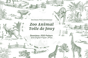 Zoo Animal Seamless Pattern Set