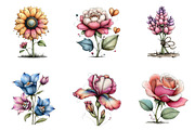 Whimsical flowers spring clipart, an Illustration by CreationArt (Thumbnail 3 of 5)