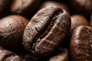 Macro Dark Roasted Coffee Beans, a Food & Drink Photo by Virgo Studio