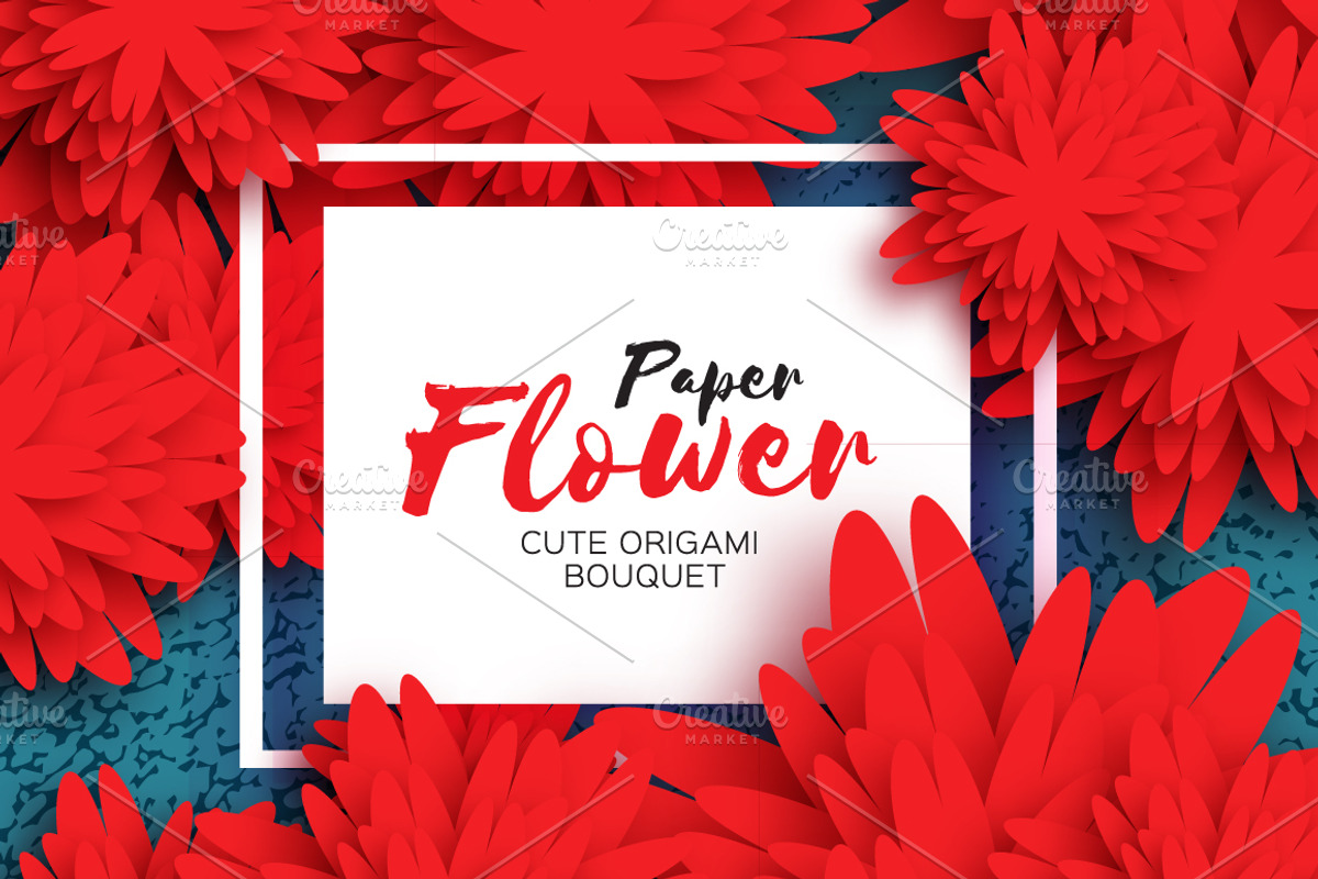 Red Paper Flower. Origami bouquet, a Texture Illustration by Masherdraws